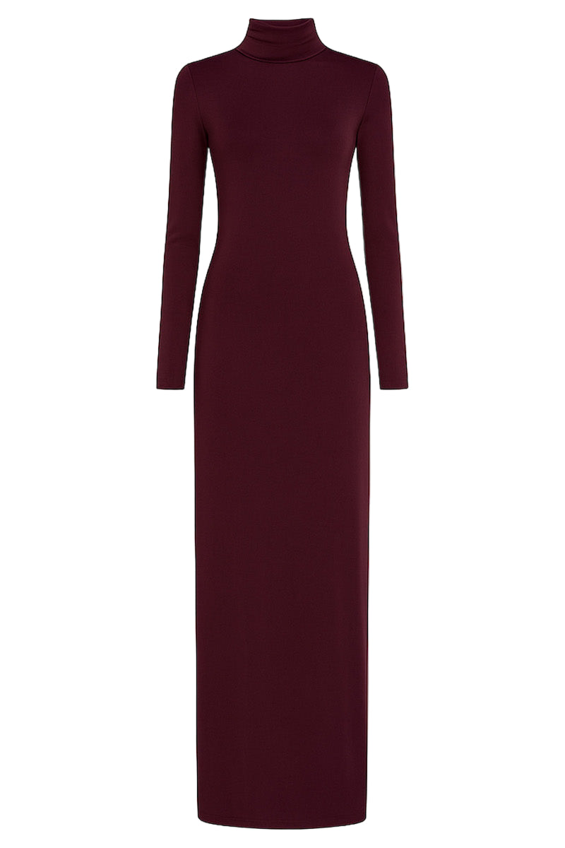 CINTIA OPEN-BACK MAXI DRESS IN BURGUNDY