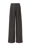 Gray URA Ruth trousers, stylish pants with a tailored fit, shown laid flat on a white background.
