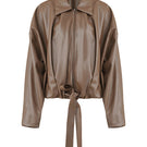 URA RIA jacket in toffee, stylish women's jacket with a cozy fit, displayed on a hanger against a neutral background.