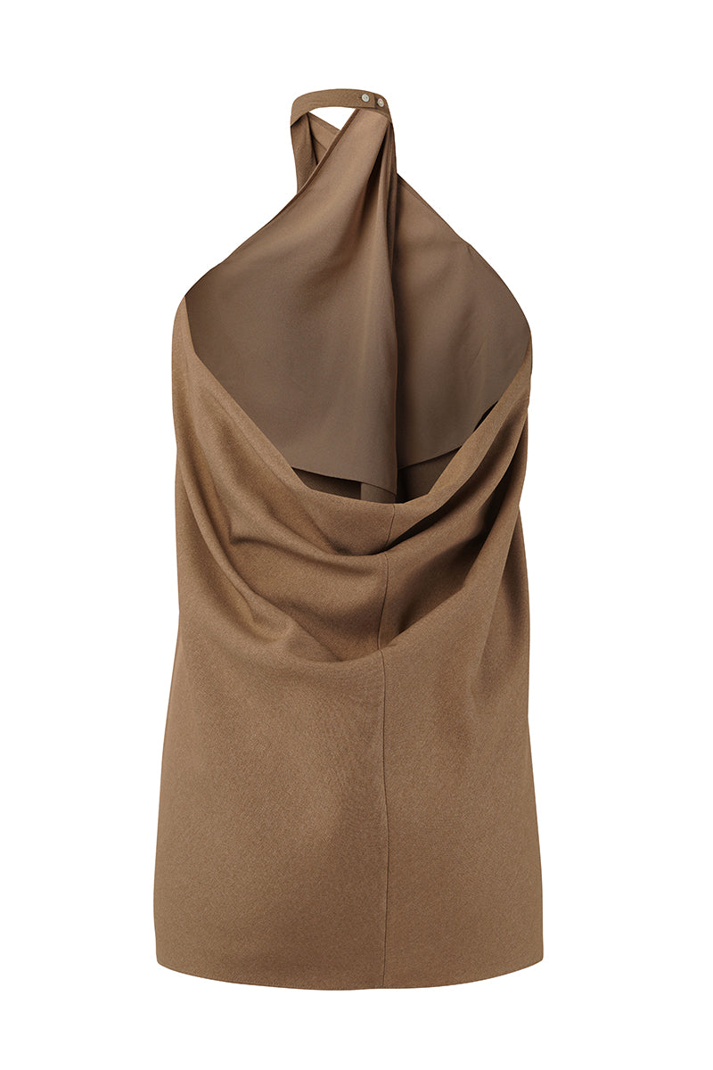 BeKY N camel top by URA, a stylish women's sleeveless tank in a warm camel color, featuring a comfortable fit and simple design.