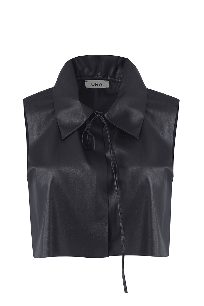 Black URA BABI top, stylish women's blouse with sleek design, casual fit, and modern look, shown in the product image.