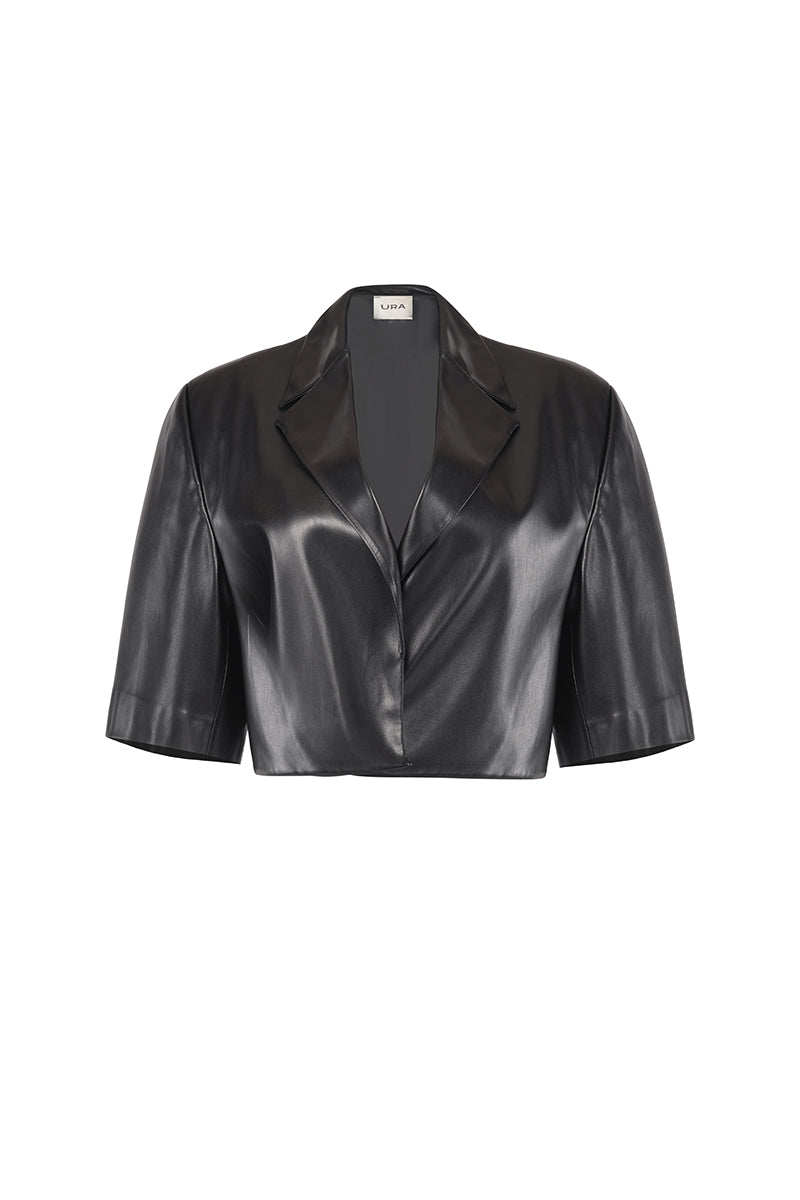 URA HANAH black jacket with a sleek design, featuring a stylish fit and modern details, perfect for casual wear.