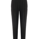 Black URA KIA pants showing a slim fit design with pockets, made from durable fabric, displayed on a plain background.