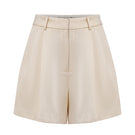 URB MARIT shorts in neutral fabric with a relaxed fit, featuring a drawstring waist and side pockets.