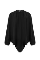Black URA Hans Top with long sleeves and a relaxed fit, featuring subtle branding and a soft fabric texture.