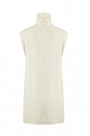 Off-white Laura top by URA, featuring a stylish design, showcased in the image with a close-up of the fabric and neckline.