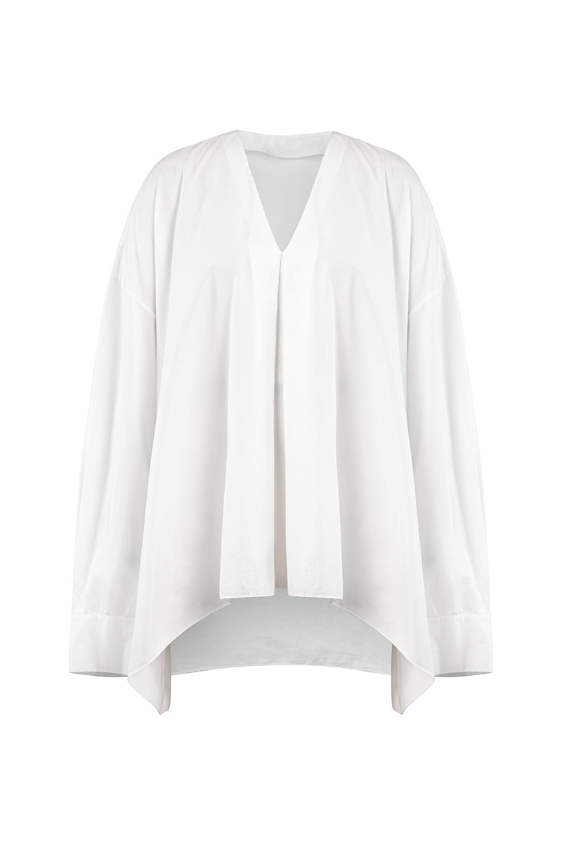White Helmut shirt by URA, a stylish top with a clean, modern design, featuring a classic fit and soft fabric.