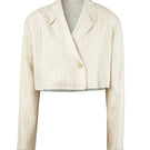 Off-white Laura blazer by URA, stylish jacket with tailored fit and classic lapel, displayed on a neutral background.