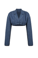 URA Denise jacket in stone washed fabric, casual outerwear with a relaxed fit and textured denim look.