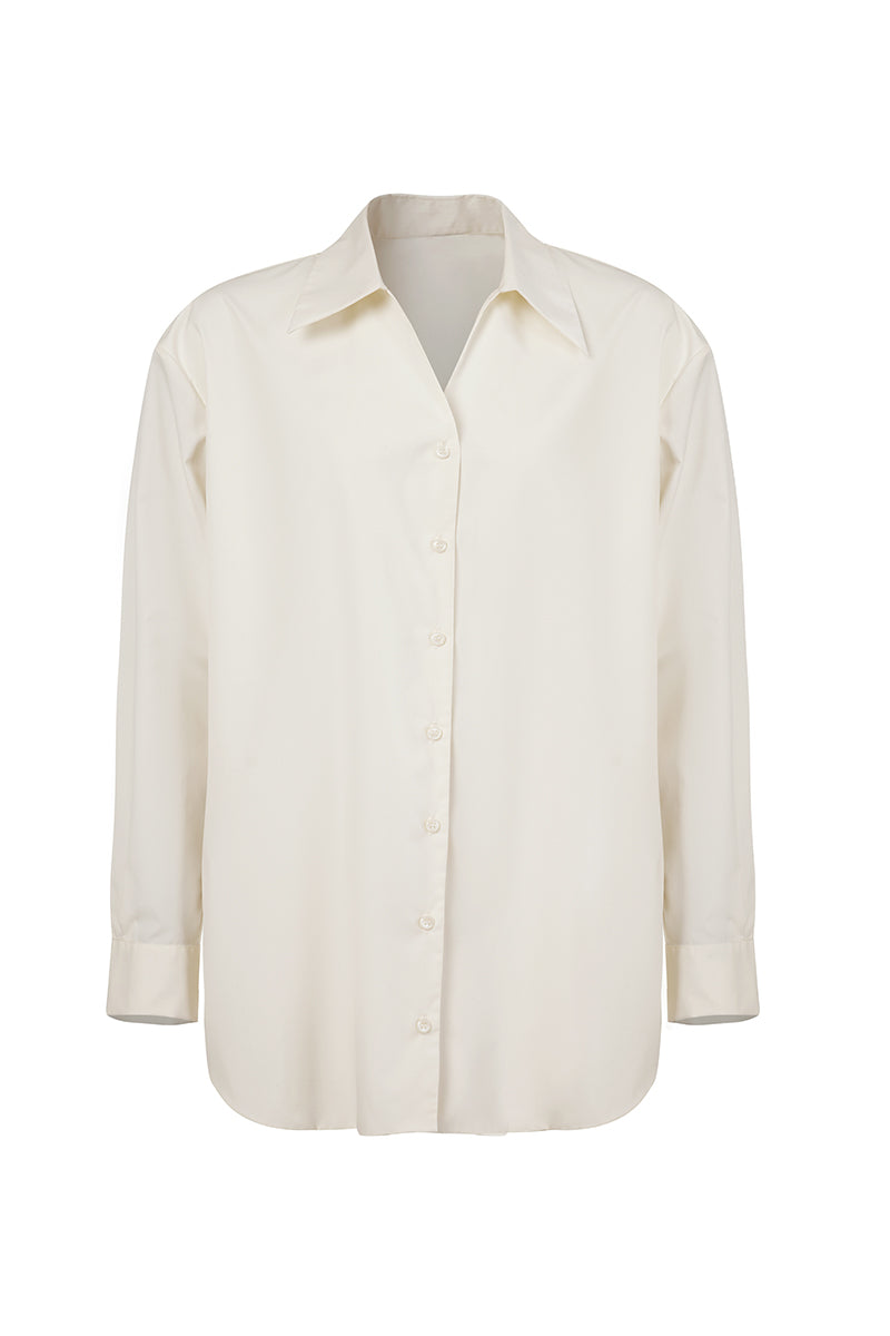 URAA CORNELIA shirt in egg color, casual button-up shirt with long sleeves and relaxed fit, displayed on a plain background.