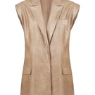 URA Erika vest in tobacco, stylish sleeveless vest with a textured fabric, perfect for layering and casual wear.