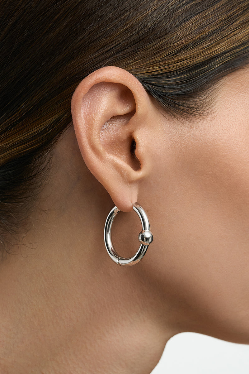 HARMONY HOOPS LARGE IN SILVER - CULT MIA