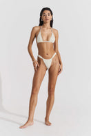 Seaquelle clean bikini top and reef bottom in pearl white, featuring a stylish swimwear set with a sleek, modern design.