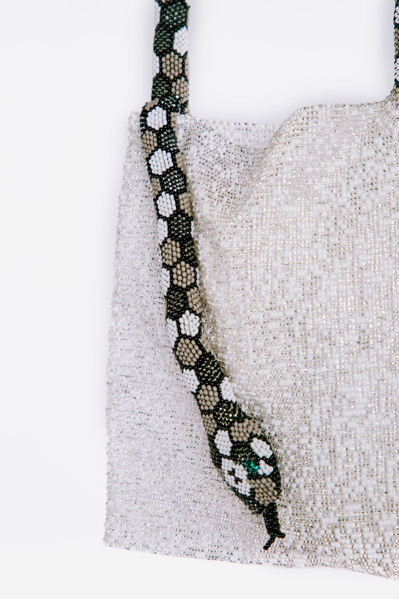 SERPENT BIG IN WHITE SILVER WITH GRAY WHITE AND BLACK - CULT MIA