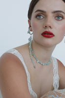 Aethera Lara Aquamarine Amazonite necklace featuring blue beads and silver accents, displayed on a neutral background.