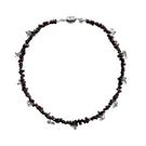 Aethera MUNAI garnet clear quartz necklace with red gemstone pendant, featuring a sleek design and silver chain.