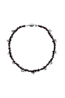 Aethera MUNAI garnet clear quartz necklace with red gemstone pendant, featuring a sleek design and silver chain.