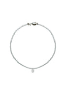 Aethera Muguet clear quartz necklace with a delicate white pendant, displayed on a neutral background.
