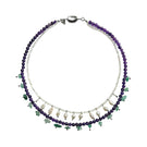 A layered multicolor Diana Mix Stones necklace by Aethera featuring various vibrant stones and delicate chain details.