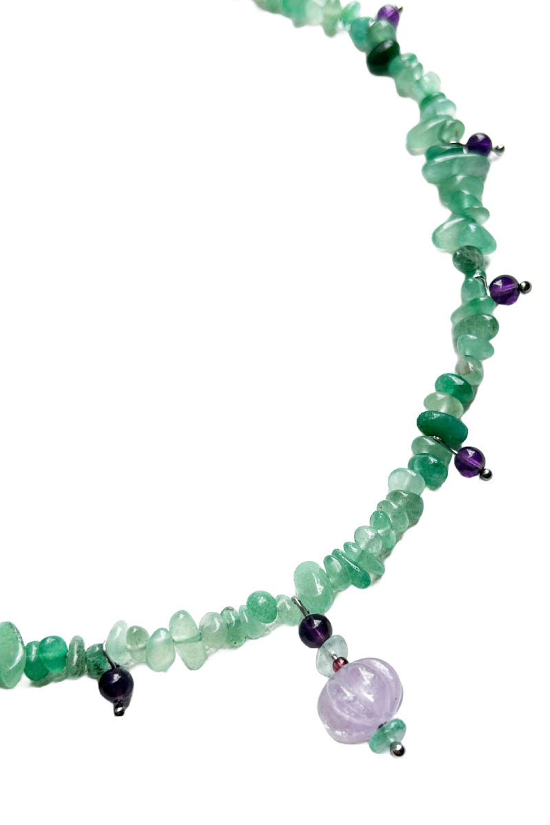 Aethera Blaine aventurine charm necklace featuring a green aventurine pendant on a delicate chain.