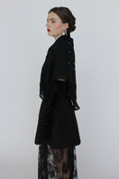 Black Aethera Laufenie broderie pearl embellished scarf featuring intricate embroidery and elegant design.