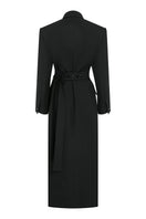 TAGG coat with a side slit, stylish long coat featuring a modern design and tailored fit, perfect for layered winter looks.