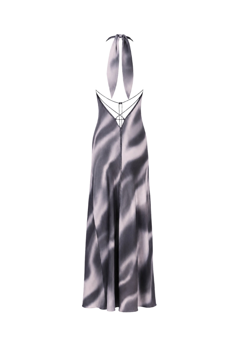 Black printed Cocoa dress by Tinta Latina, a stylish maxi dress with a flowy silhouette and vibrant print design.