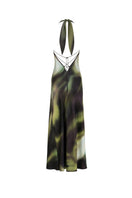 Green print cocoa maxi dress by Tinta Latina, flowing fabric and elegant design perfect for summer or casual occasions.