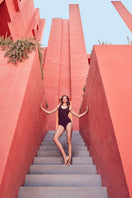 Reversible Coco Terry Classic swimsuit by Talia Collins featuring a stylish, vibrant swimwear design with bold patterns.
