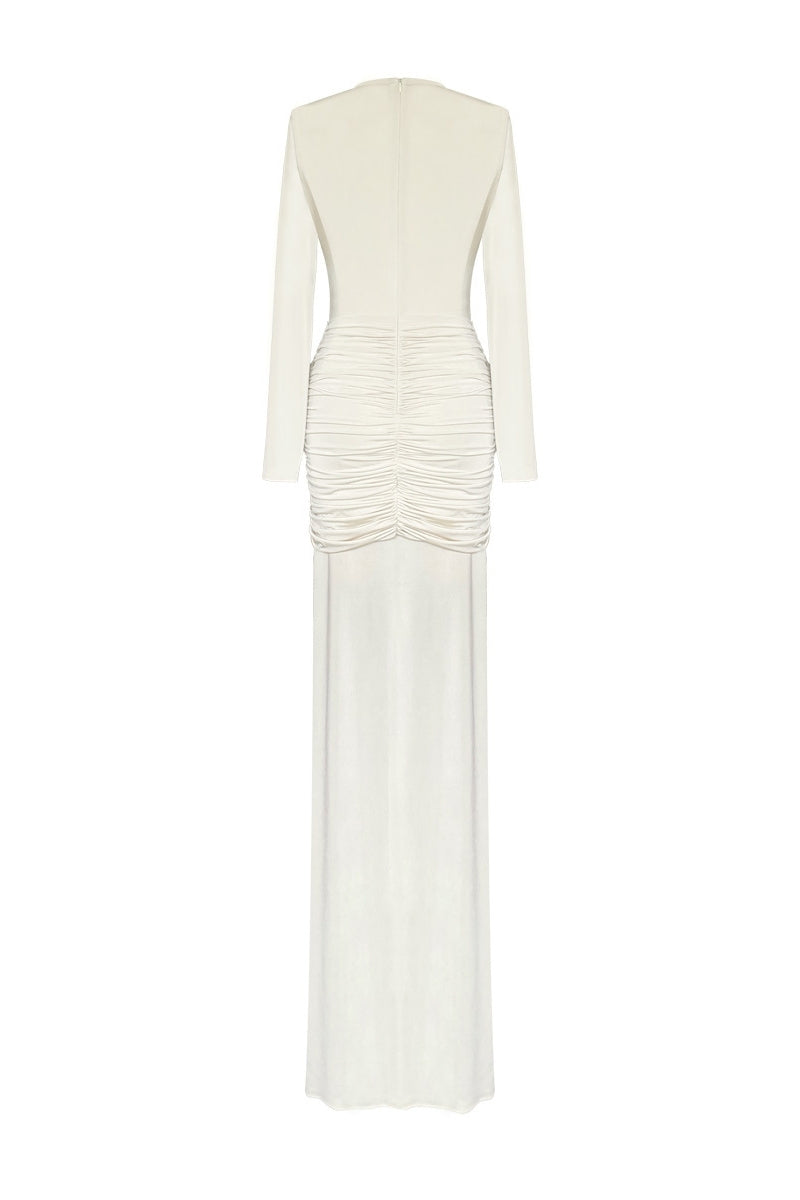 Gigii's COMO maxi dress featuring a flowing design with a floral print, perfect for elegant summer occasions.