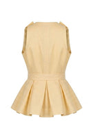 Ana + Maria Magnolia blouse in butter yellow, stylish women's top with a relaxed fit and soft fabric, perfect for casual wear.