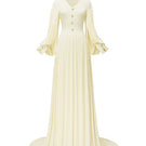 Yellow Cranley gown by Jenny K Tran featuring elegant fabric and a flowing silhouette, perfect for formal occasions.