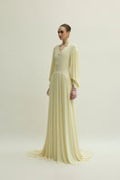 Yellow Cranley gown by Jenny K Tran featuring elegant fabric and a stylish design, perfect for formal occasions.
