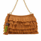 Crochet raffia clutch bag in natural color with woven texture, stylishly designed by Folklore The Label.