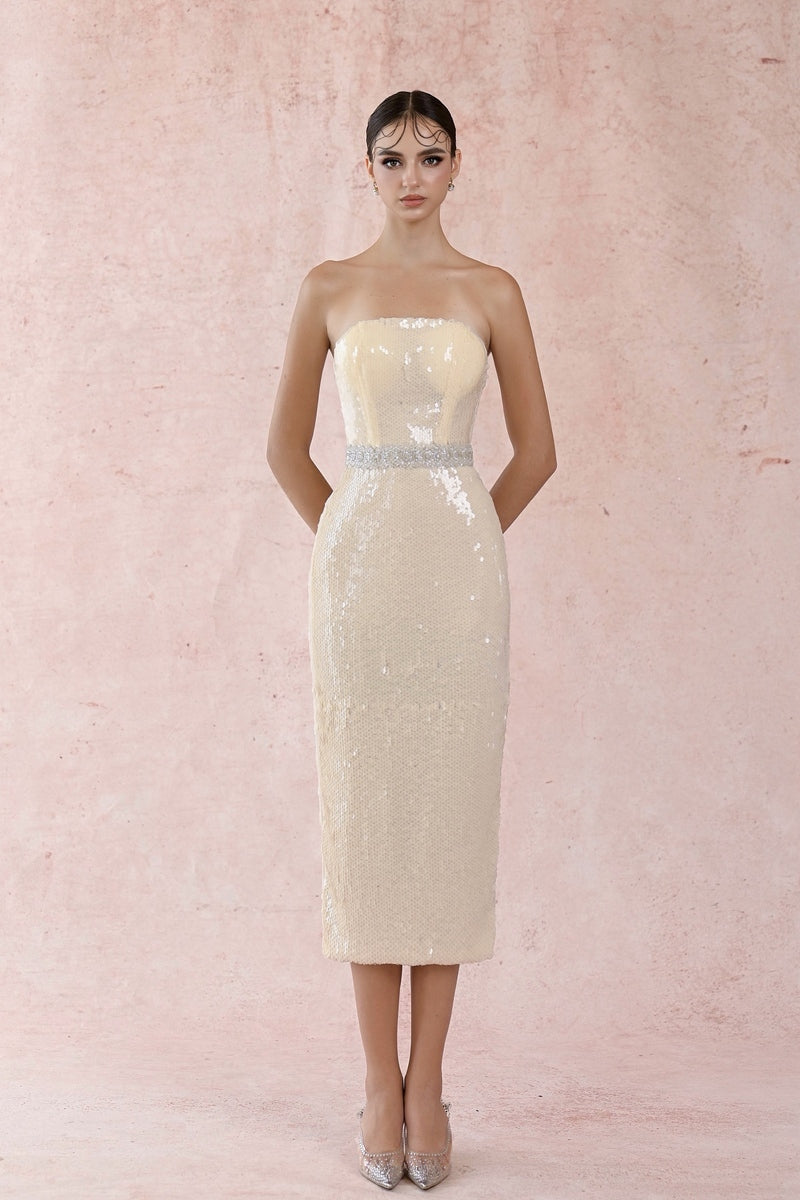 CRYSTAL BELTLY SEQUIN DRESS - CULT MIA