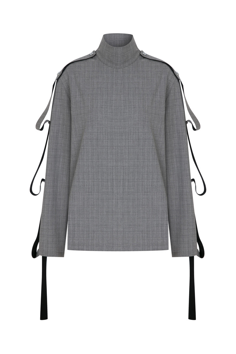 Tagg crystal button blouse, stylish women's top with decorative crystal buttons, featuring a modern and elegant design.