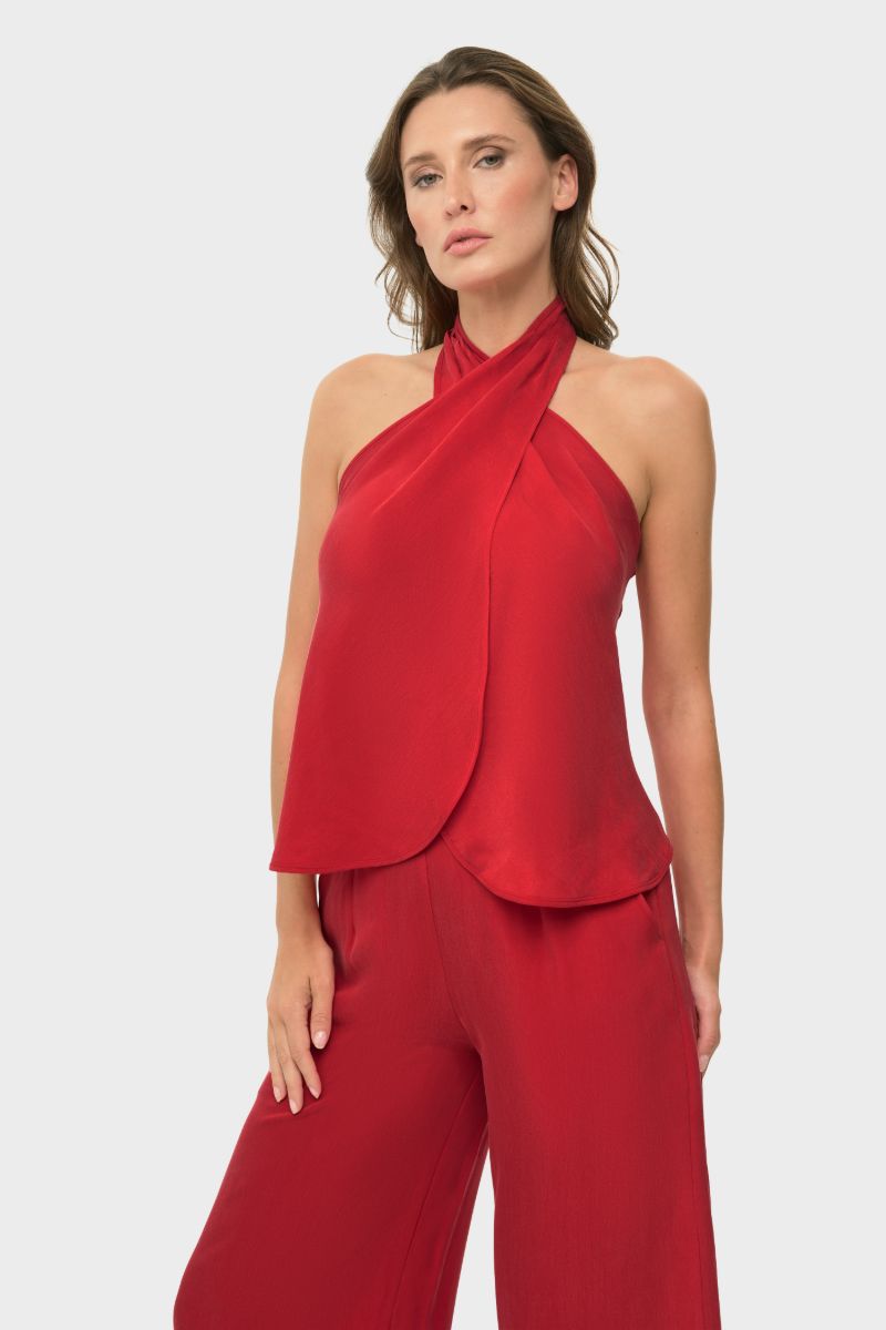 CROSS HALTER TOP IN ROUGE - CULT MIA