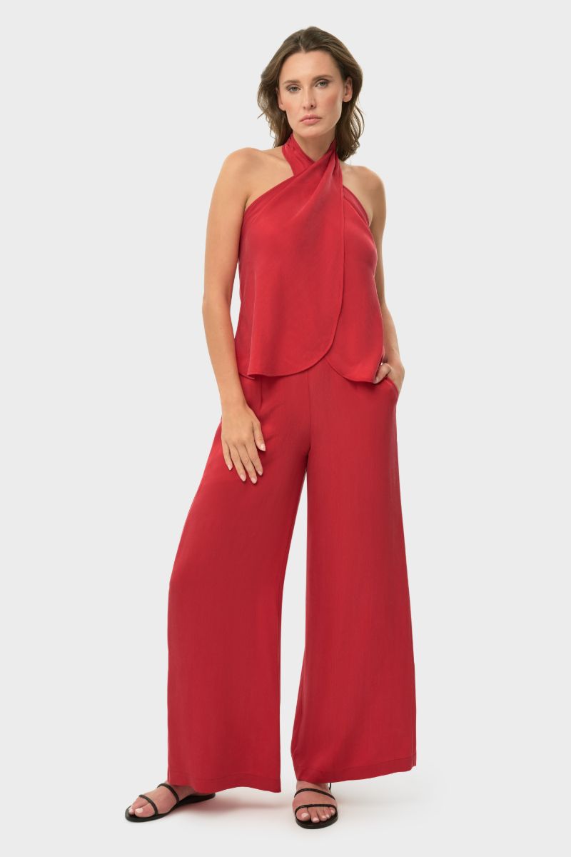 CROSS HALTER TOP IN ROUGE - CULT MIA