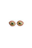 Terracotta midi cat eye earrings by Sara & Flora featuring sleek, rounded design and warm earthy tones.