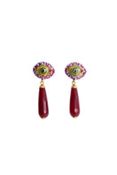 Sara & Flora burgundy cat drop earrings featuring elegant feline-shaped design with gold accents and dangle style.