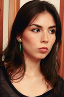 Sara & Flora cat drop earrings with sleek, modern design, featuring delicate feline-shaped dangles on silver hooks.