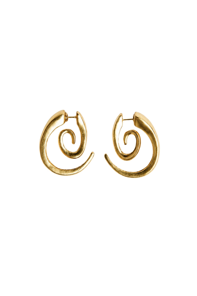 Sara & Flora spiral cat hoops earrings, silver-tone jewelry with sleek, twisted design, perfect for stylish feline-inspired accessory.