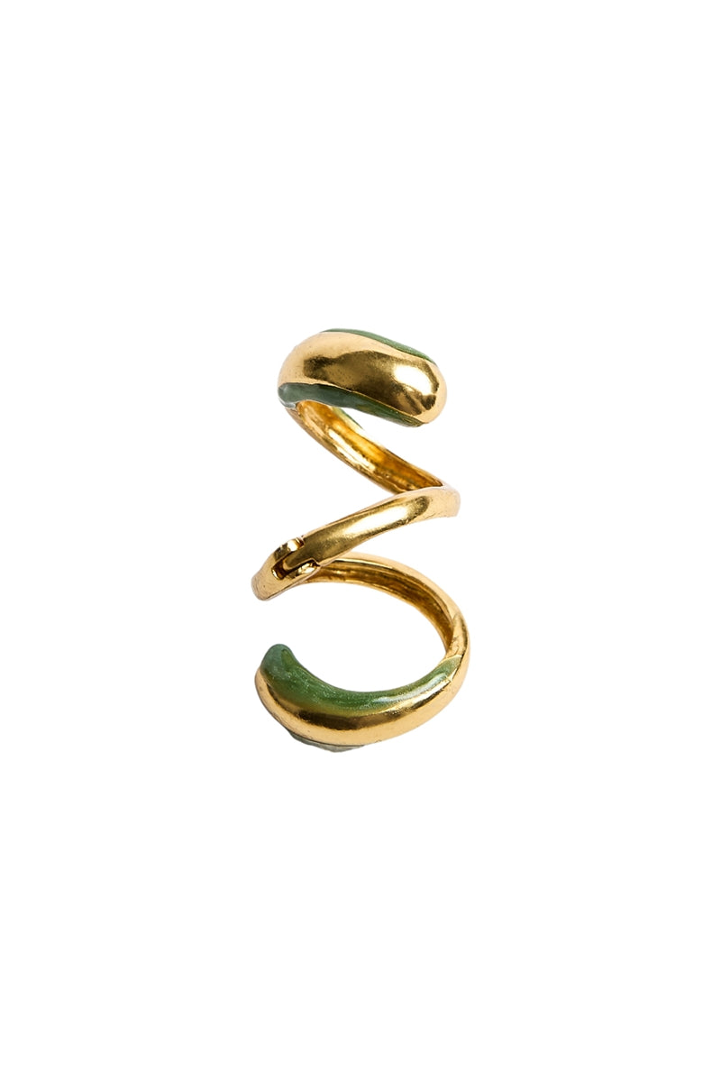 Sara & Flora green hardware tail ring with intricate design, showcasing a stylish and unique ring for fashion accessories.