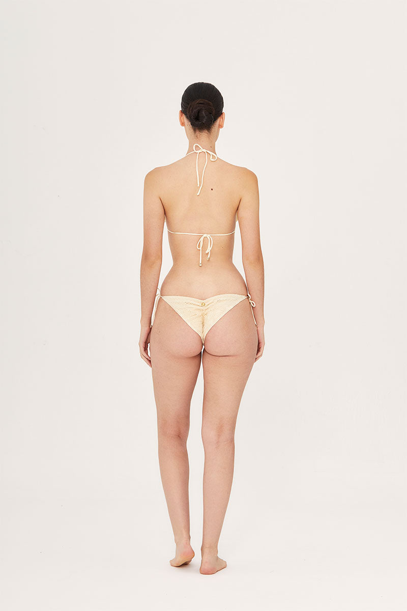 Aguaclara La Perle Triangle Bikini Top in vibrant blue with adjustable straps, displayed on a neutral background.