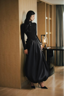 White Plan CYPHER midi dress featuring a stylish, flowy design with a fitted waist and elegant neckline.