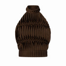 Maylé Vásquez cacao brown top, stylish women's clothing, close-up of fabric and design details.