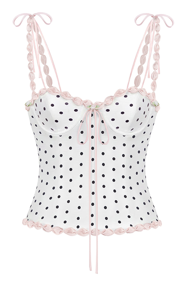 CAKE POLKA DOT BUSTIER IN WHITE - CULT MIA