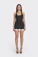 Black Cake Bow mini dress by Stolen Stores, featuring a fitted silhouette and stylish bow detail, perfect for casual or dressy occasions.