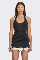 Black Cake Bow Mini Dress by Stolen Stores, featuring a fitted silhouette and stylish bow detail at the waist.