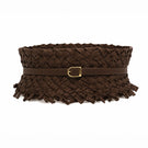 Brown Maylé Vásquez Calado belt with intricate woven design, stylish accessory for casual or formal outfits.